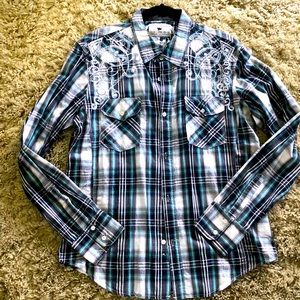 Men’s L The Buckle Pop Icon button dress shirt